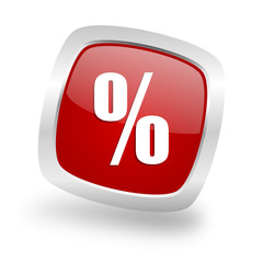 percent square red glossy chrome silver metallic web icon