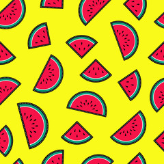 Seamless pattern with watermelon fruit icons