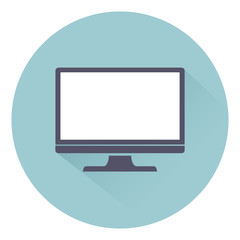 Monitor PC, icon computer screen flat style with shadow isolated on background, vector illustration for web design