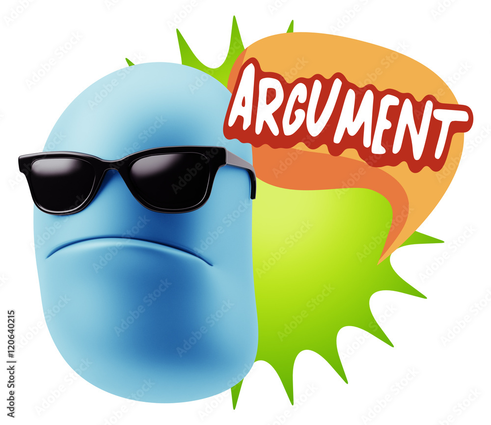 Fototapete 3d Rendering Angry Character Emoji saying Argument with Colorful