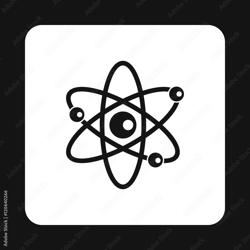 Poster atom with electrons icon in simple style on a white background vector illustration
