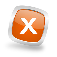 Obraz premium cancel square orange glossy chrome silver metallic web icon