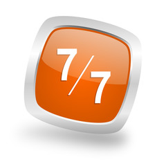 7 per 7 square orange glossy chrome silver metallic web icon