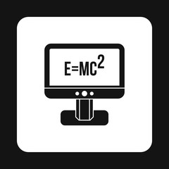 Computer monitor with the Theory of Relativity formula icon in simple style on a white background vector illustration