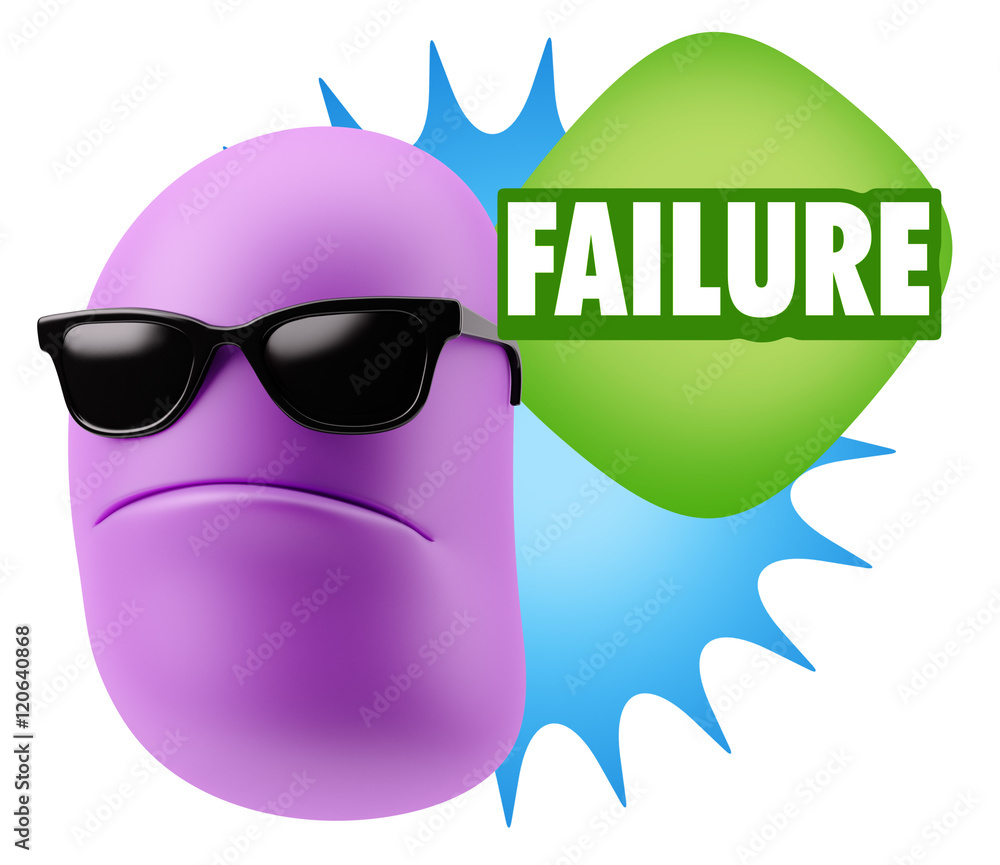 Fototapete 3d Rendering Angry Character Emoji saying Failure with Colorful