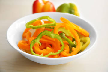 Pepper slices in bowl