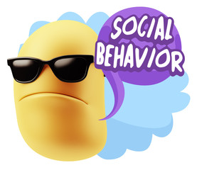 3d Rendering Angry Character Emoji saying Social Behavior with C