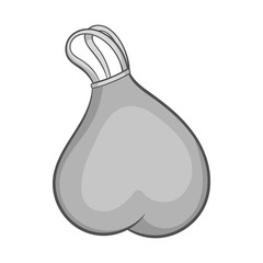 Garbage bag icon in black monochrome style isolated on white background. Waste symbol vector illustration