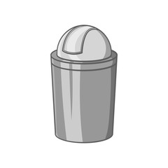 Gray trash can icon in black monochrome style isolated on white background. Garbage symbol vector illustration