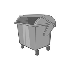 Dumpster icon in black monochrome style isolated on white background. Garbage symbol vector illustration