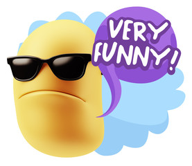 3d Rendering Angry Character Emoji saying Very Funny with Colorf