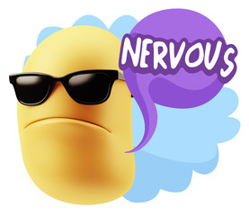 3d Rendering Angry Character Emoji saying Nervous with Colorful