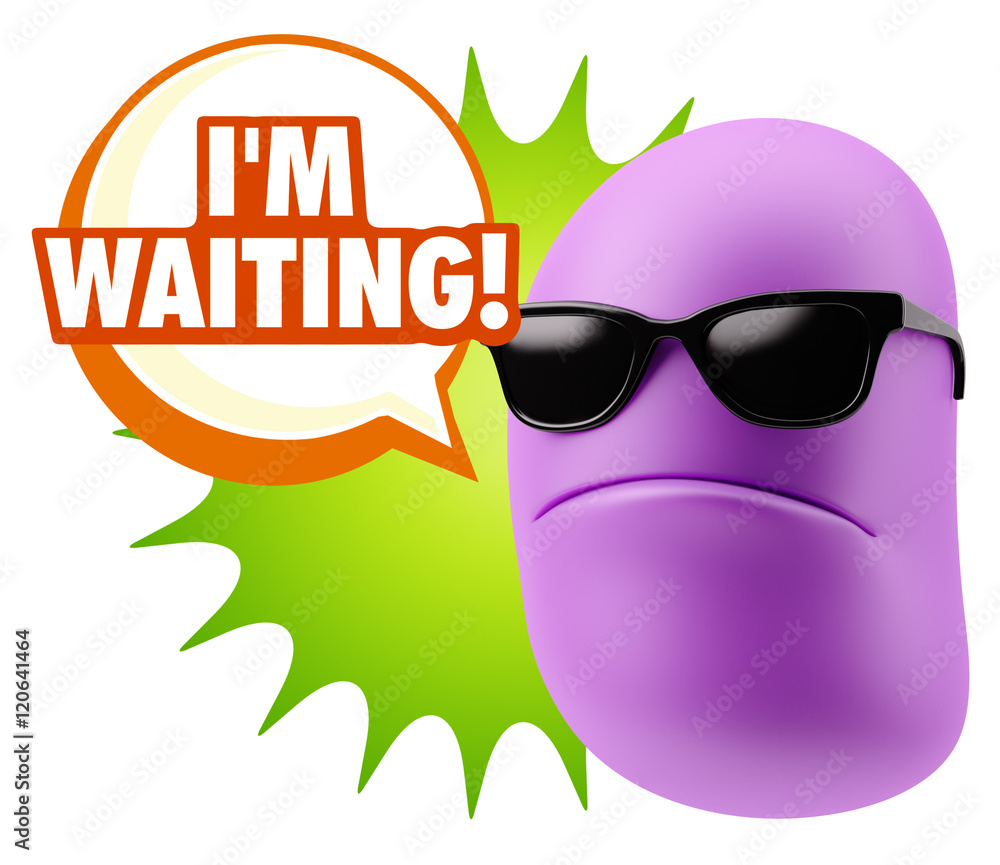 Fototapete 3d Rendering Angry Character Emoji saying I'm Waiting with Color