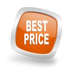best price square orange glossy chrome silver metallic web icon