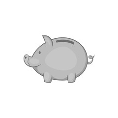 Piggy icon in black monochrome style isolated on white background. Money symbol vector illustration
