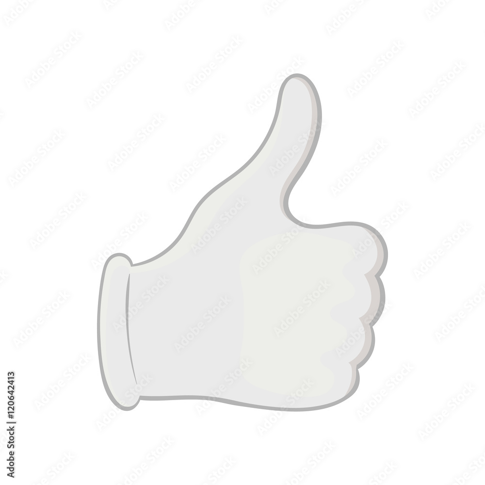 Poster hand with thumb up icon in black monochrome style isolated on white background. gesture symbol vecto