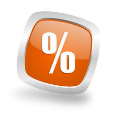 percent square orange glossy chrome silver metallic web icon
