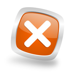 Obraz premium cancel square orange glossy chrome silver metallic web icon