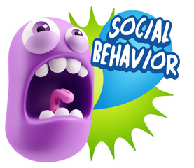 3d Rendering Angry Character Emoji saying Social Behavior with C