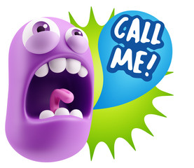 3d Rendering Angry Character Emoji saying Call me with Colorful