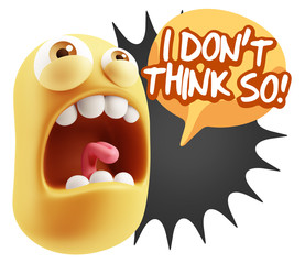 3d Rendering Angry Character Emoji saying I Don't Think So with