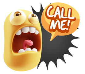 3d Rendering Angry Character Emoji saying Call me with Colorful