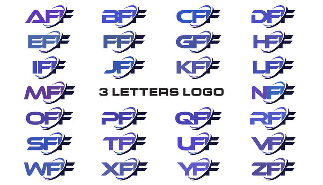 3 letters modern generic swoosh logo AFF, BFF, CFF, DFF, EFF, FFF, GFF, HFF, IFF, JFF, KFF, LFF, MFF, NFF, OFF, PFF, QFF, RFF, SFF, TFF, UFF, VFF, WFF, XFF, YFF, ZFF