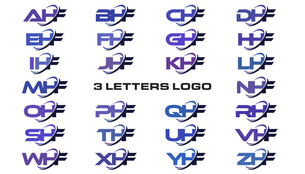 3 letters modern generic swoosh logo AHF, BHF, CHF, DHF, EHF, FHF, GHF, HHF, IHF, JHF, KHF, LHF, MHF, NHF, OHF, PHF, QHF, RHF, SHF, THF, UHF, VHF, WHF, XHF, YHF, ZHF