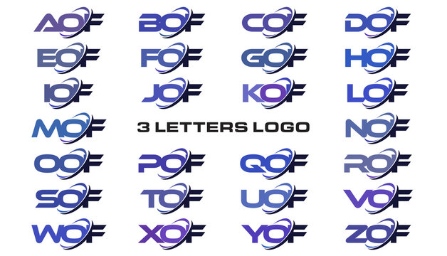 3 letters modern generic swoosh logo AOF, BOF, COF, DOF, EOF, FOF, GOF, HOF, IOF, JOF, KOF, LOF, MOF, NOF, OOF, POF, QOF, ROF, SOF, TOF, UOF, VOF, WOF, XOF, YOF, ZOF