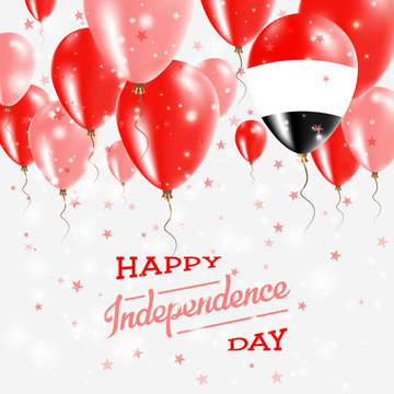 Yemen Vector Patriotic Poster. Independence Day Placard with Bright Colorful Balloons of Country National Colors. Yemen Independence Day Celebration.