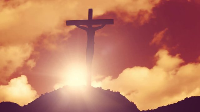 Cross on a hill crucifixion jesus christ christian religion church bible 4k