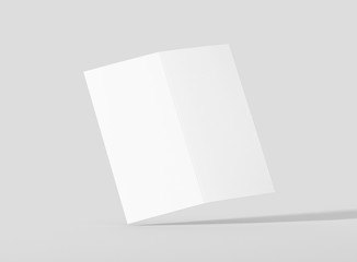 Photorealistic DL Bifold Brochure Mockup on light grey background. 3D illustration. High Resolution Texture. Mockup template ready for your design. 
