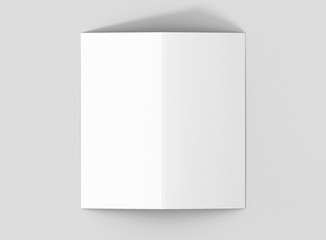 Photorealistic DL Bifold Brochure Mockup on light grey background. 3D illustration. High Resolution Texture. Mockup template ready for your design. 