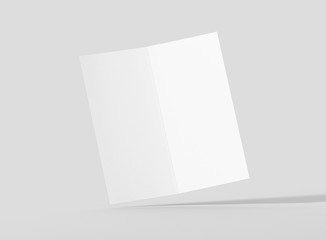 Photorealistic DL Bifold Brochure Mockup on light grey background. 3D illustration. High Resolution Texture. Mockup template ready for your design. 