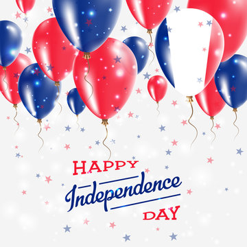 Guadeloupe Vector Patriotic Poster. Independence Day Placard with Bright Colorful Balloons of Country National Colors. Guadeloupe Independence Day Celebration.