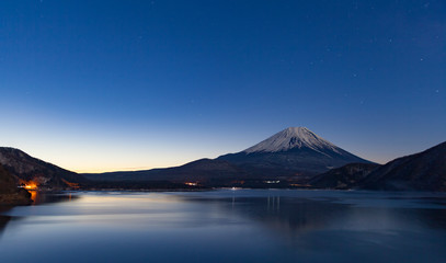 Fototapeta na wymiar Mt.Fuji at Lake Motosu in winter morning