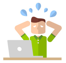 パソコンを使う男性：焦る
