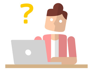 パソコンを使う女性：疑問
