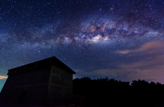 Milky way galaxy at Kudat Sabah Malaysia. Image contain soft focus and blur due to long expose.