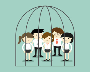 Business concept, Group of business people in the jail. Vector illustration.