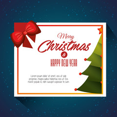 card tree merry christmas and new year design isolated vector illustration eps 10
