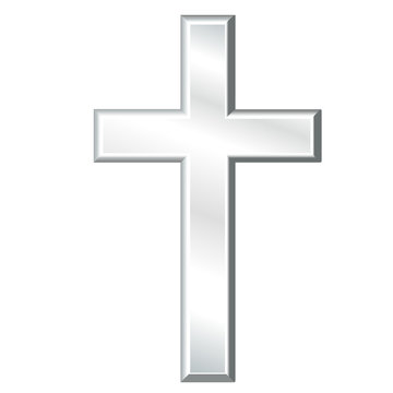 Christian Cross, silver crucifix, symbol of Christianity religion and  faith, isolated on a white background. Stock Vector | Adobe Stock