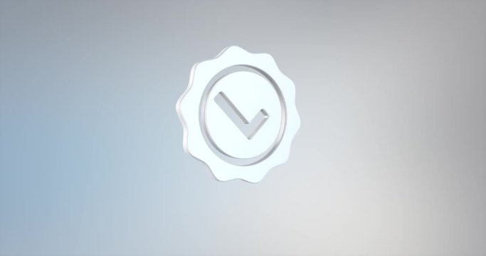 Animated Approve Verified White 3d Icon Loop Modules for edit with alpha matte
