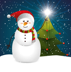 snowman merry christmas design vector illustration eps 10
