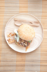 Homemade pork burger