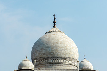 Top of Taj Mahal, One of seven wonders in Agra city, India - travel concept