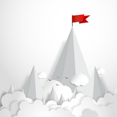 Vector success or leadership concept with mountain landscape