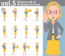 Diverse set of Business woman on white background vol.5