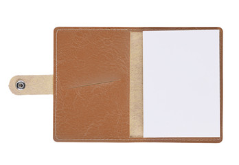 brown leather notebook isolated on white background