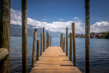 Small wooden pier at Atitlan Lake - San Pedro la Laguna, Guatema